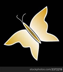 Illustration gold butterfly of black background - vector