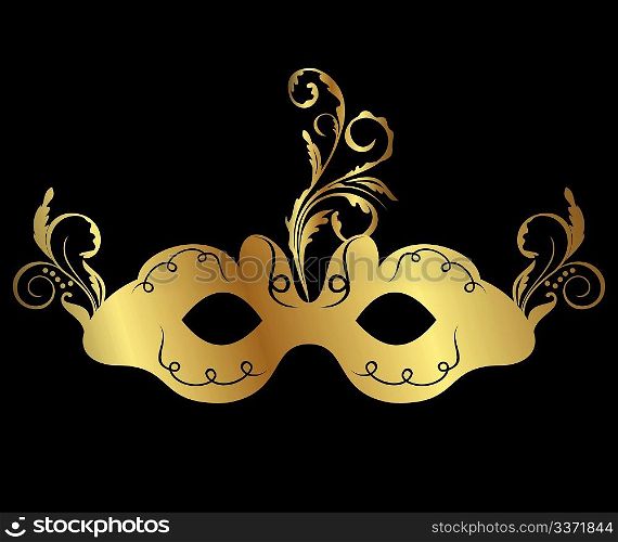 Illustration gold floral carnival mask isolated - vector