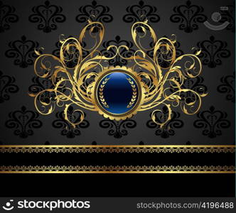 Illustration gold vintage frame for design packing - vector