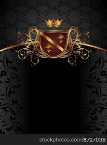 Illustration gold vintage with heraldic elements - vector