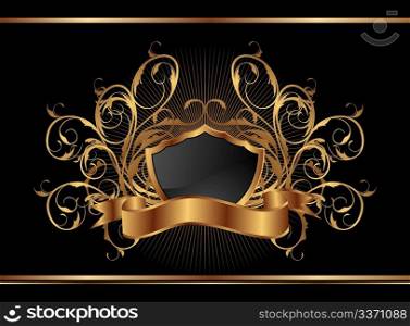 Illustration golden ornate frame for design - vector