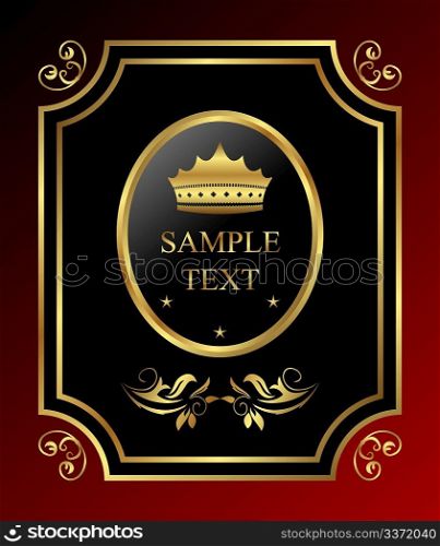 Illustration golden royal label isolated with corners - vector
