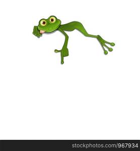 Illustration Green Frog on Lies White Background