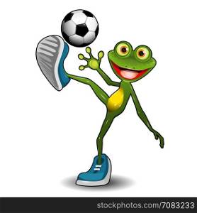 Illustration Green Frog with a Soccer Ball