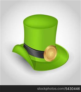 Illustration green hat with buckle in saint Patrick Day - isolated on white background - vector