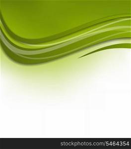 Illustration green wavy background, design template - vector