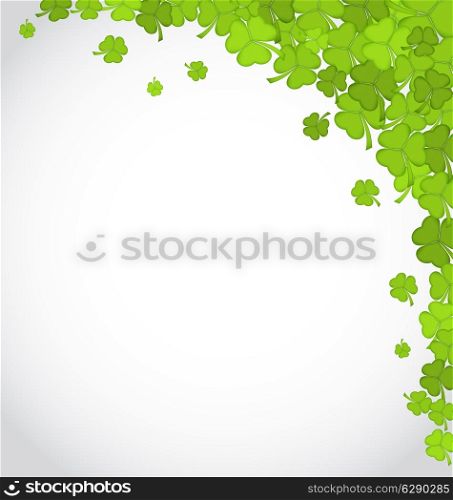 Illustration greeting background with shamrocks for St. Patrick&rsquo;s Day, copy space for your text - vector