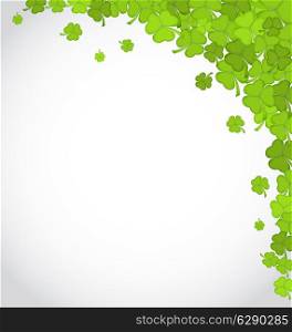 Illustration greeting background with shamrocks for St. Patrick&rsquo;s Day, copy space for your text - vector