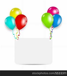Illustration greeting card with colorful balloons - vector