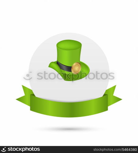 Illustration greeting card with hat and ribbon for St. Patrick&rsquo;s Day - vector