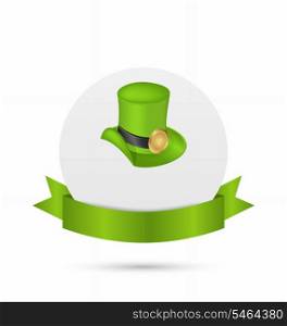 Illustration greeting card with hat and ribbon for St. Patrick&rsquo;s Day - vector