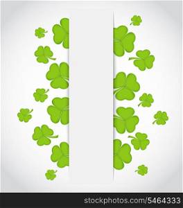 Illustration greeting card with set shamrocks for St. Patrick&rsquo;s Day - vector