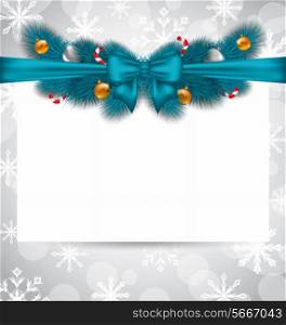Illustration greeting elegant invitation with Christmas decoration - vector
