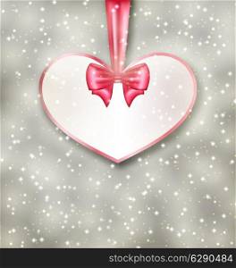Illustration greeting paper card made of heart shape Valentine Day - vector
