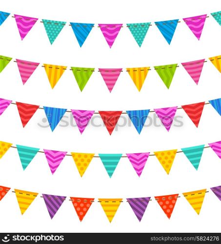 Illustration Group Hanging Bunting Party Flags, for Your Designs (Birthday Party, Wedding Celebration) - Vector - Vector