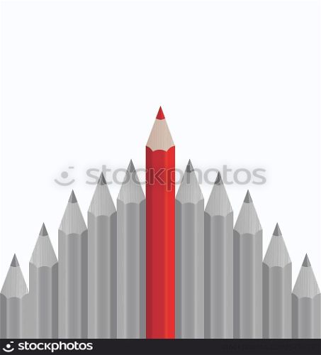 Illustration group of pencils with one highlighted as business concept for leadership - vector