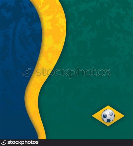 Illustration grunge football background in Brazil flag colors - vector