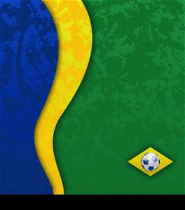 Illustration grunge football background in Brazil flag colors - vector