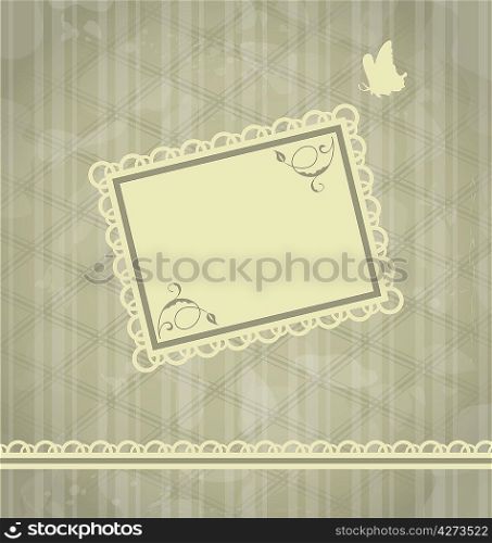 Illustration grunge oldfashioned background with greeting card - vector