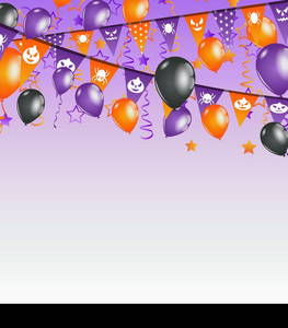 Illustration Halloween background with hanging flags and balloons - vector