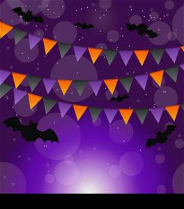 Illustration Halloween background with hanging flags - vector