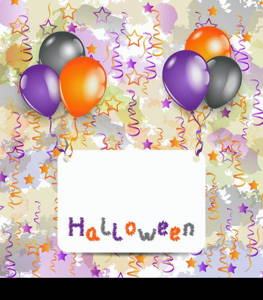 Illustration Halloween card with set colorful balloons and tinsel - vector