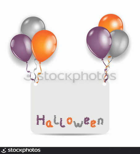 Illustration Halloween card with set colorful balloons - vector