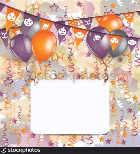 Illustration Halloween decoration with greeting card - vector
