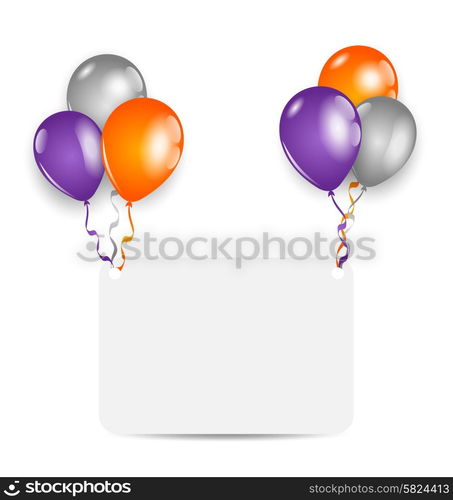 Illustration Halloween Greeting Card with set Colorful Balloons - Vector