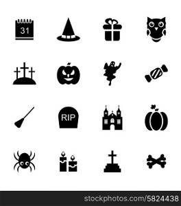 Illustration Halloween Traditional Icons Isolated on White Background - Vector