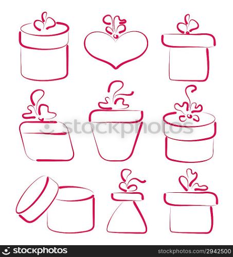 Illustration hand drawn set gift boxes for your anniversary - vector