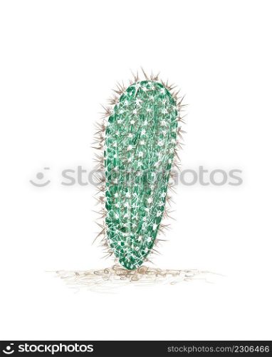 Illustration Hand Drawn Sketch of Armatocereus Cactus or Triangle Cactus for Garden Decoration.