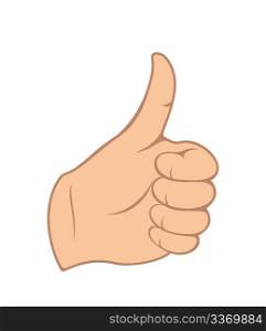 Illustration hand gesture with thumb up isolated on white - vector