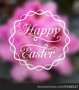 Illustration Happy Easter calligraphic headline, blurred background - vector