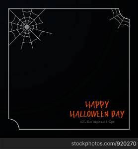 Illustration Happy Halloween Day. Holiday concept with spider web and copy space for banner, poster, greeting card, party invitation. vector eps10