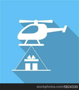 Illustration Helicopter delivery cardboard packages for Advertising Flyer - Vector