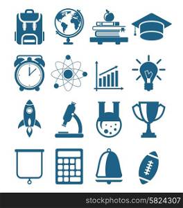 Illustration High School and College Education Minimal Icons, Isolated on White Background - Vector