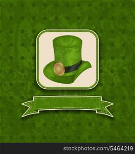 Illustration holiday background with hat and ribbon for St. Patrick&rsquo;s Day - vector