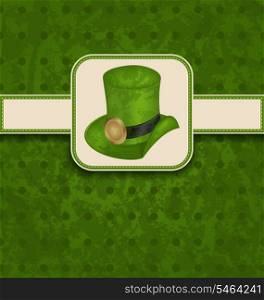 Illustration holiday background with hat and ribbon for St. Patrick&rsquo;s Day - vector