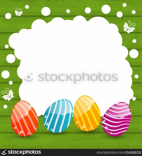 Illustration holiday card with Easter colorful eggs - vector