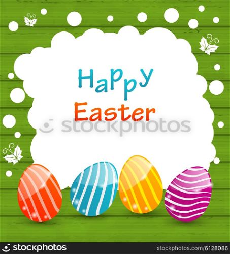 Illustration Holiday Card with Easter Colorful Eggs - Vector