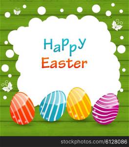 Illustration Holiday Card with Easter Colorful Eggs - Vector