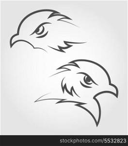 Illustration icon eagle heads, outline style - vector