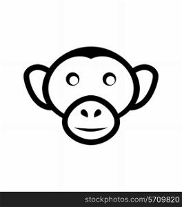 Illustration icon monkey head, isolated on white background - vector