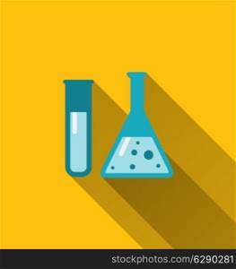 Illustration icons of chemical test tubes with shadows, modern flat style - vector