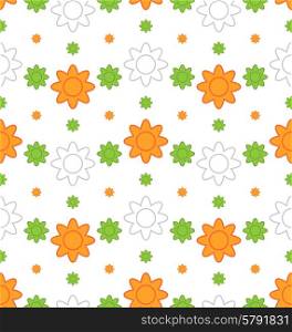 Illustration Indian Seamless Wallpaper in Traditional Tricolor of Flag for National Holidays - Vector. Indian Seamless Wallpaper in Traditional Tricolor