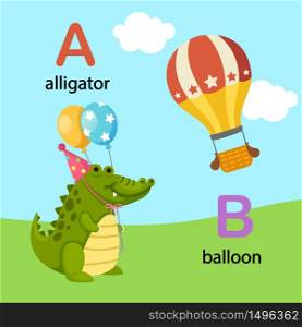 Illustration Isolated Alphabet Letter A-alligator,B-balloon vector