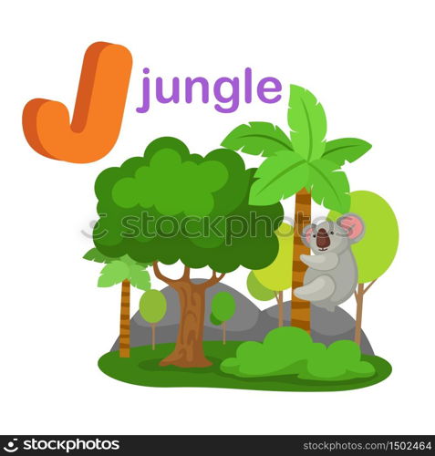 Illustration Isolated Alphabet Letter J Jungle.vector