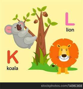 Illustration Isolated Alphabet Letter K-koala,L-lion vector