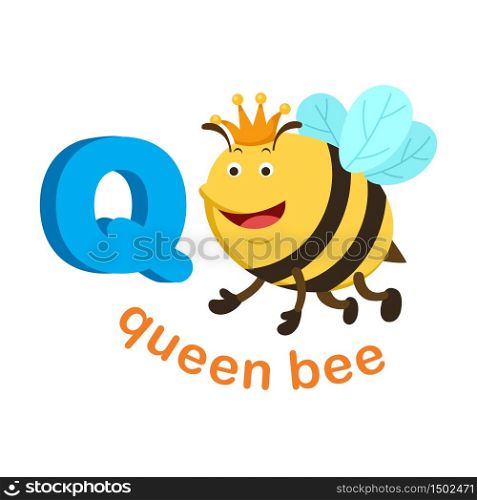Illustration Isolated Alphabet Letter Q Queen bee.vector